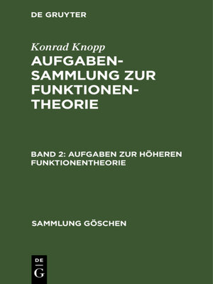 cover image of Aufgaben zur höheren Funktionentheorie